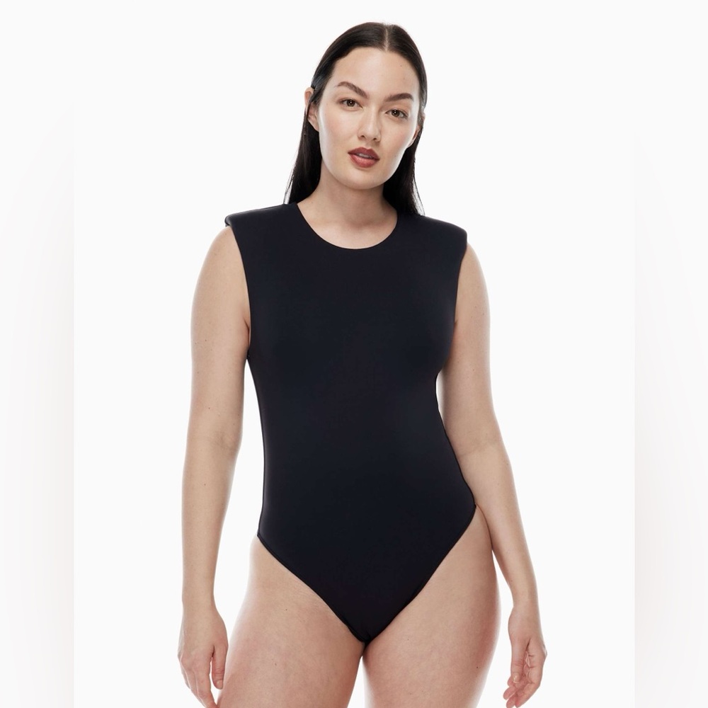 Babaton Aritzia Black Sleeveless Contour Shoulder Pad Bodysuit 2xs
